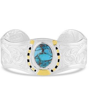 Montana Silversmiths Set In Stone Gold and Turquoise Cuff Bracelet,